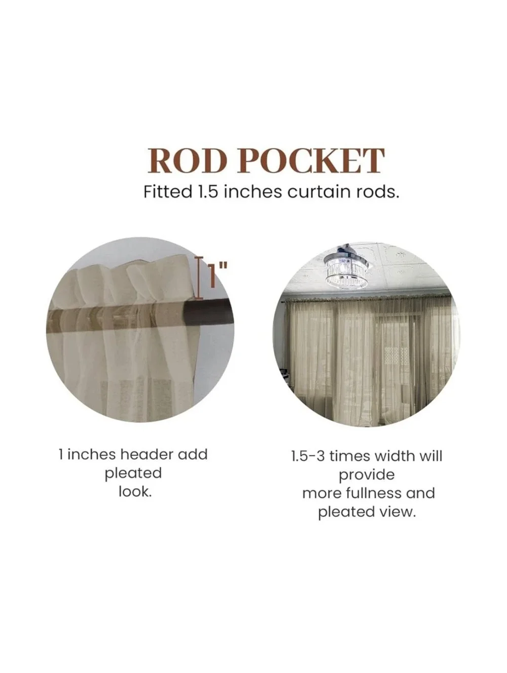 Dreaming Casa Rod Pocket Solid Sheer Curtains Taupe 42